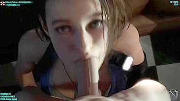 Jill Valentine looks so hot and obedient with a hard dick in her kinky mouth