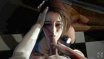 Jill Valentine looks so hot and obedient with a hard dick in her kinky mouth