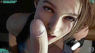 Jill Valentine looks so hot and obedient with a hard dick in her kinky mouth