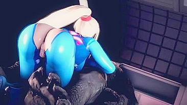 Samus is a horny girl that looks brilliant with a hard alien dong inside her