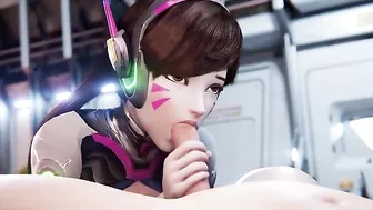 D.Va POV blowjob scene with handjobs and sloppy pleasure in high quality too