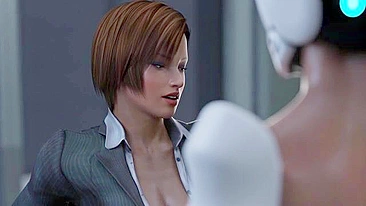 Robot fucking with a big boobs babe that enjoys dicks and other kinky stuff