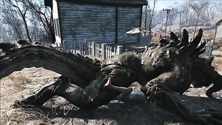 Deathclaw raw fucking with an unlucky girl that takes huge cock inside outside