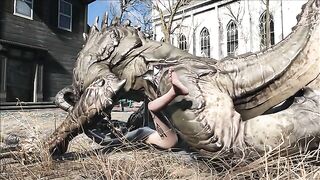 Deathclaw raw fucking with an unlucky girl that takes huge cock inside outside