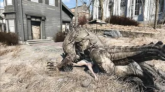 Deathclaw raw fucking with an unlucky girl that takes huge cock inside outside