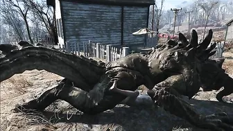 Deathclaw raw fucking with an unlucky girl that takes huge cock inside outside