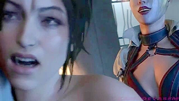 Hot girlfriend Lara whose pussy is way too hot for men fucks Harley Quinn