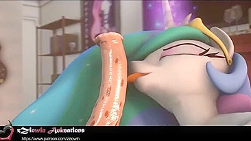 Creative MLP fuck with with the top of his sexy cock near the mouth of a pussy