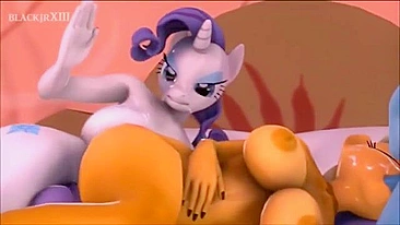 A hot girl lying on her back during furry yiff PONYFUCK experience with gape