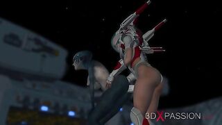 Awesome strapon love with a space explorer and a horny alien creature in HD