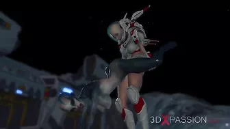 Awesome strapon love with a space explorer and a horny alien creature in HD