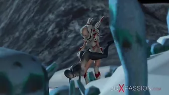 Awesome strapon love with a space explorer and a horny alien creature in HD