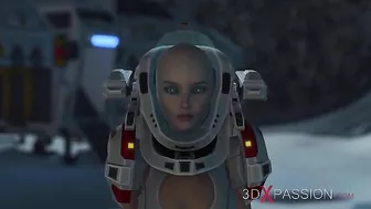 Awesome strapon love with a space explorer and a horny alien creature in HD