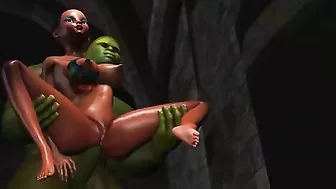 Black sex slave getting fucked by an ogre that wants to ruin her forever