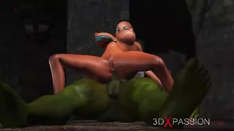Black sex slave getting fucked by an ogre that wants to ruin her forever