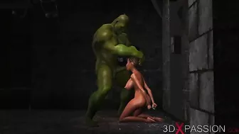 Black sex slave getting fucked by an ogre that wants to ruin her forever