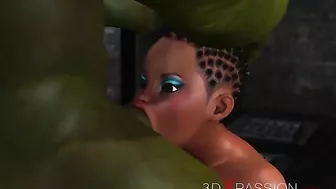 Black sex slave getting fucked by an ogre that wants to ruin her forever