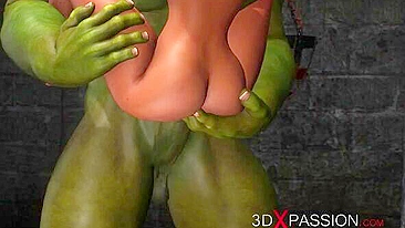 Black sex slave getting fucked by an ogre that wants to ruin her forever
