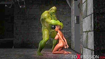 Black sex slave getting fucked by an ogre that wants to ruin her forever