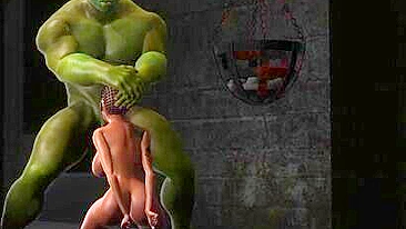 Black sex slave getting fucked by an ogre that wants to ruin her forever