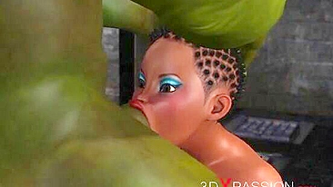 Black sex slave getting fucked by an ogre that wants to ruin her forever