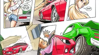 Girl with a dirty mind playing with her pussies in a hentai clip with bimbos