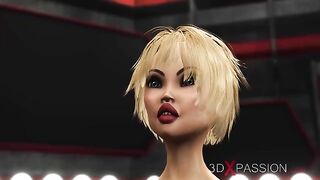 Hentai scene with a girl shoving her huge pussy in an alien's face before sex