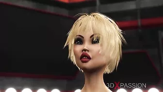 Hentai scene with a girl shoving her huge pussy in an alien's face before sex