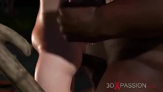 Fairy porn showing a big black minotaur demon that fucks tiny pussies silly