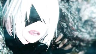 2B is going to get her asshole dominated in different ways to make herself cum