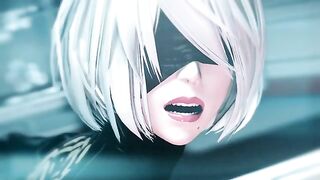 2B is going to get her asshole dominated in different ways to make herself cum