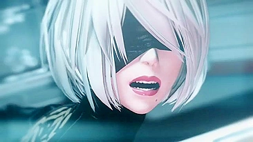 2B is going to get her asshole dominated in different ways to make herself cum