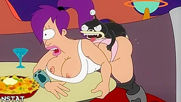 Amy from futurama rides dick to make everyone else cum in this hentai video
