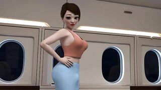 Futanari fucking session showing booss and horny girl that fuck on a private jet