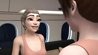 Futanari fucking session showing booss and horny girl that fuck on a private jet