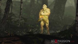 Ogre teen getting fucked by an even uglier ork fella with a hard green cock