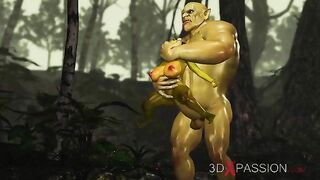 Ogre teen getting fucked by an even uglier ork fella with a hard green cock