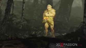 Ogre teen getting fucked by an even uglier ork fella with a hard green cock