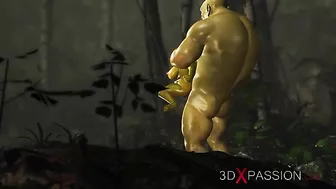 Ogre teen getting fucked by an even uglier ork fella with a hard green cock