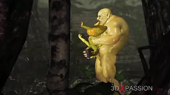 Ogre teen getting fucked by an even uglier ork fella with a hard green cock