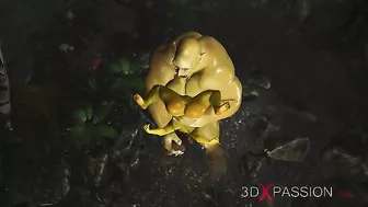 Ogre teen getting fucked by an even uglier ork fella with a hard green cock