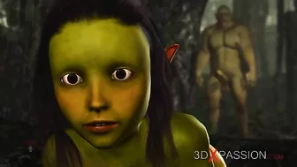 Ogre teen getting fucked by an even uglier ork fella with a hard green cock
