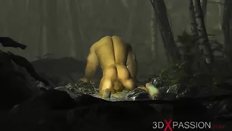 Ogre teen getting fucked by an even uglier ork fella with a hard green cock