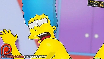 Marge Simpson takes a MAJOR anal creampie while her pussy is SOAKED and whatnot