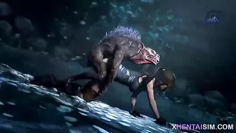 Lara Croft showing her skills in a gangbang cuckolding porn video with cum