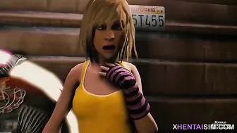 Lara Croft showing her skills in a gangbang cuckolding porn video with cum