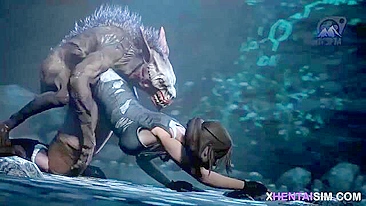 Lara Croft showing her skills in a gangbang cuckolding porn video with cum