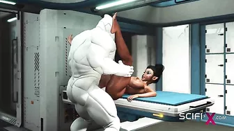 Big boobs black girl getting fucked by a really hung robot that wants her GAPED