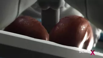 Big boobs black girl getting fucked by a really hung robot that wants her GAPED