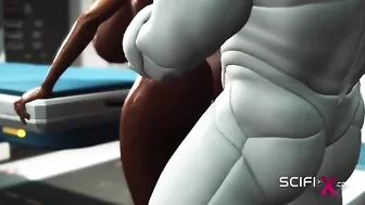 Big boobs black girl getting fucked by a really hung robot that wants her GAPED